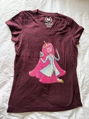 TEEPUBLIC Girls' Princess Bubblegum Graphic V-Neck Tee - Maroon